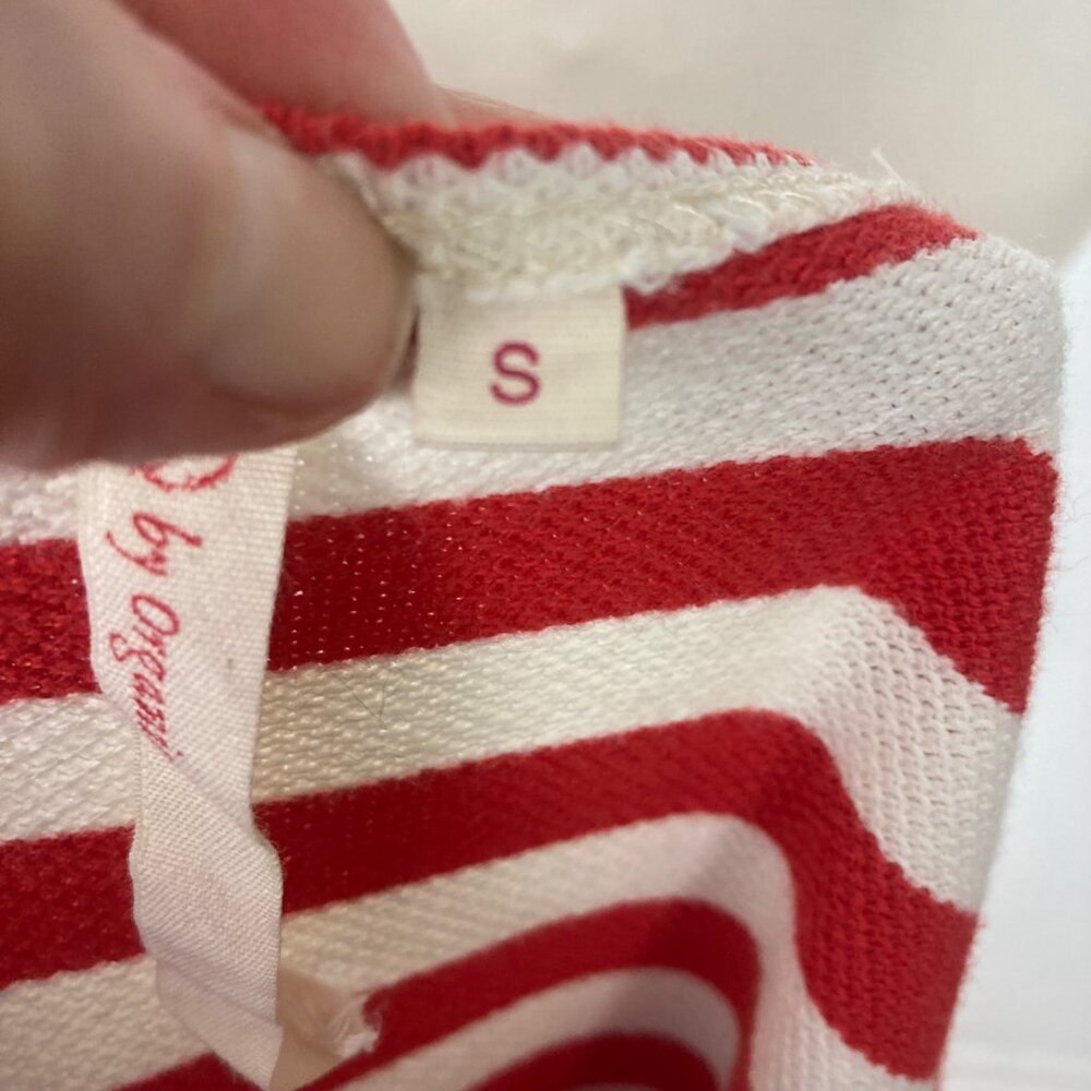 O By Organic Anthropologie Dress Small Red White Striped Peruvian Cotton Preppy - Picture 5 of 10